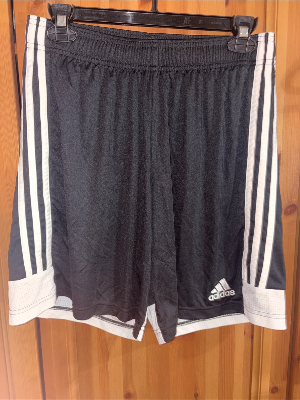 adidas Black Athletic Shorts with White Trim